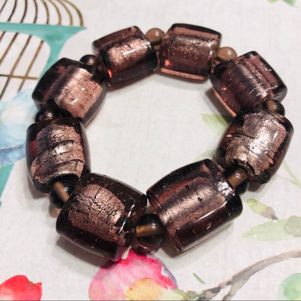Purple Chunky Glass Bead Bracelet